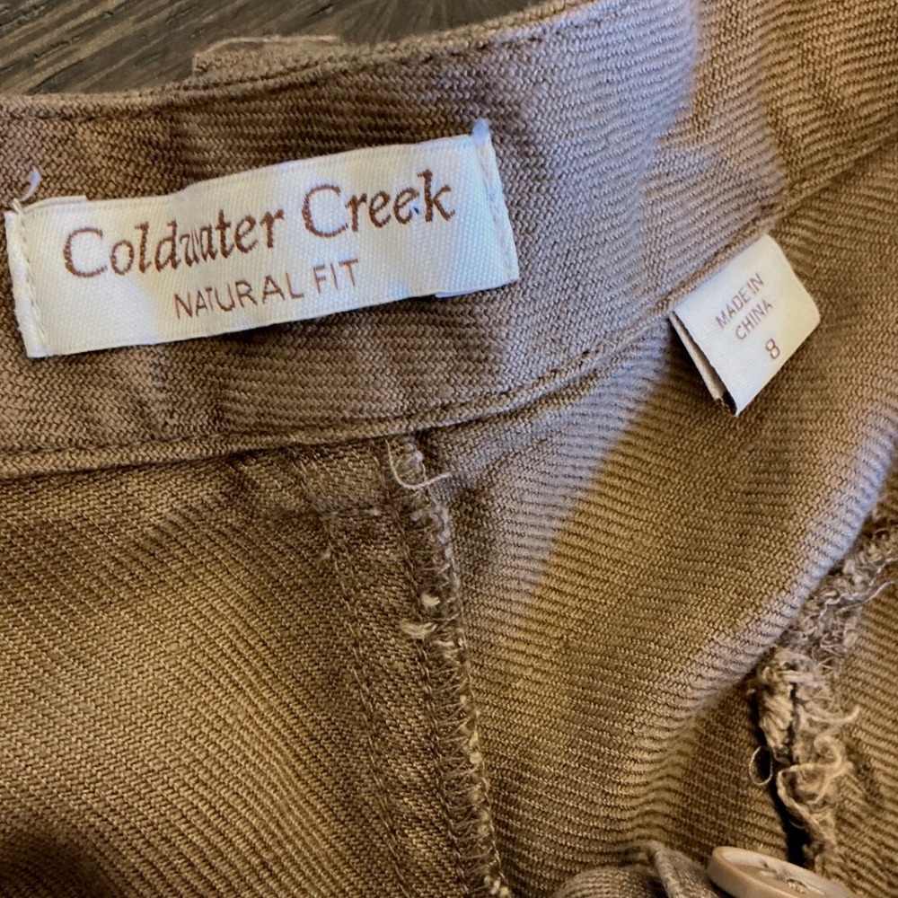 Coldwater Creek Natural Fit Brown Linen Blend Wide Leg Capri Crop Pants Size 8 - Picture 4 of 11